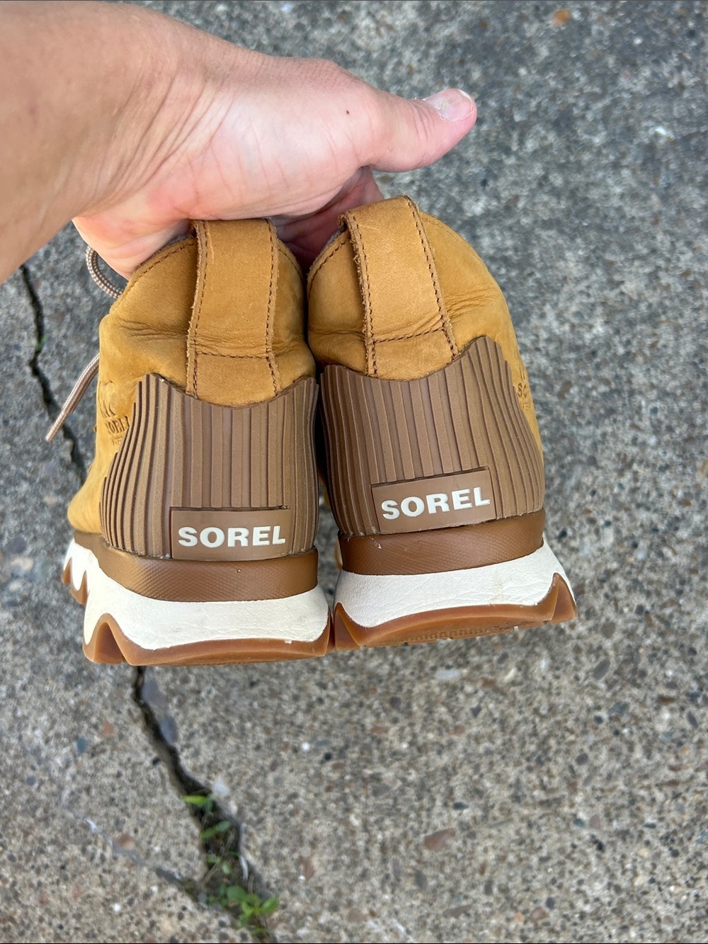 Sorel women’s Tan Leather & Gray Wool Trail Sneakers - Picture 5 of 9